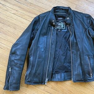 First Leather Motorcycle Jacket Size 36 Black